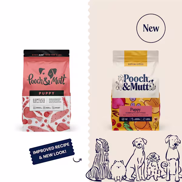 P&M NEW vs OLD DRY FOOD SUPERFOODS PUPPY 7.5 kg