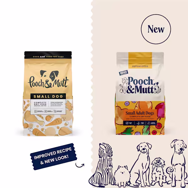 P&M NEW vs OLD DRY FOOD SUPERFOODS SMALL ADULT DOGS 7.5 kg