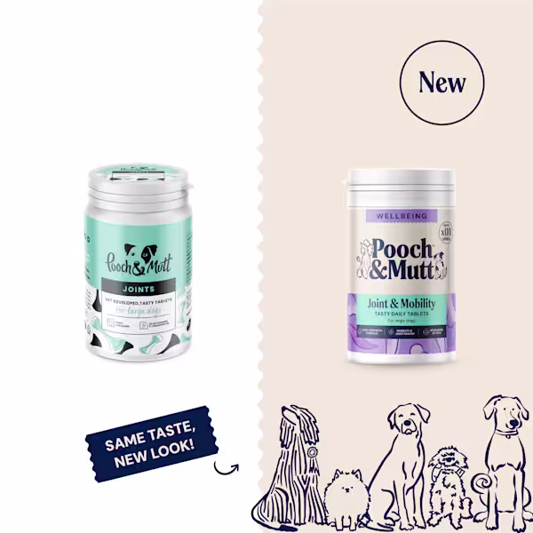 P&M NEW vs OLD SUPPLEMENTS WELLBEING JOINT & MOBILITY TASTY TABLETS 230 g